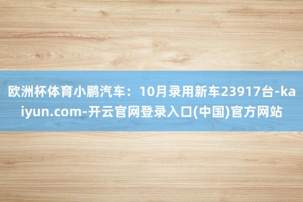 欧洲杯体育小鹏汽车：10月录用新车23917台-kaiyun.com-开云官网登录入口(中国)官方网站