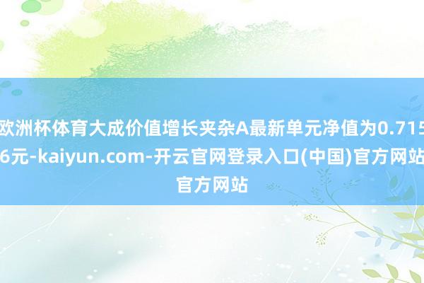 欧洲杯体育大成价值增长夹杂A最新单元净值为0.7156元-kaiyun.com-开云官网登录入口(中国)官方网站