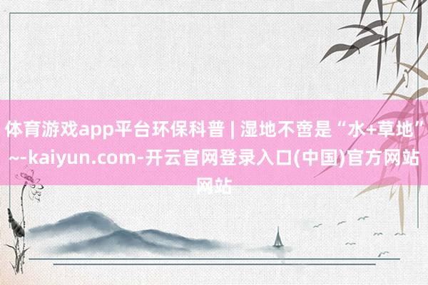 体育游戏app平台环保科普 | 湿地不啻是“水+草地”~-kaiyun.com-开云官网登录入口(中国)官方网站